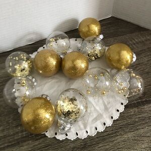Gold and Clear Holiday Ornament Set